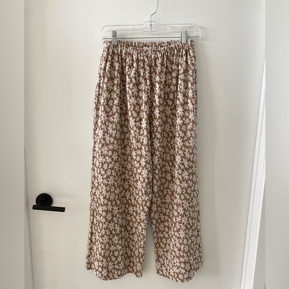 Boheme Pants - Boheme Daisy Floral, Terry Cloth, Wide Leg, high waisted Pants, size small (1)